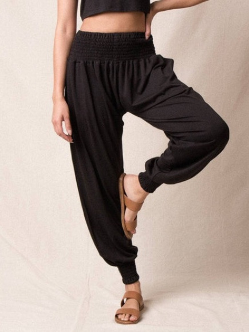 SIVANA Black Bamboo Luxe Organic Cotton Taj Pocket Pants SZ Small Travel Lounge
